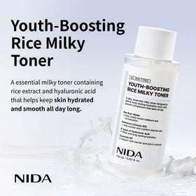 NIDA milky toner texture close-up demonstrating lightweight hydration and quick absorption