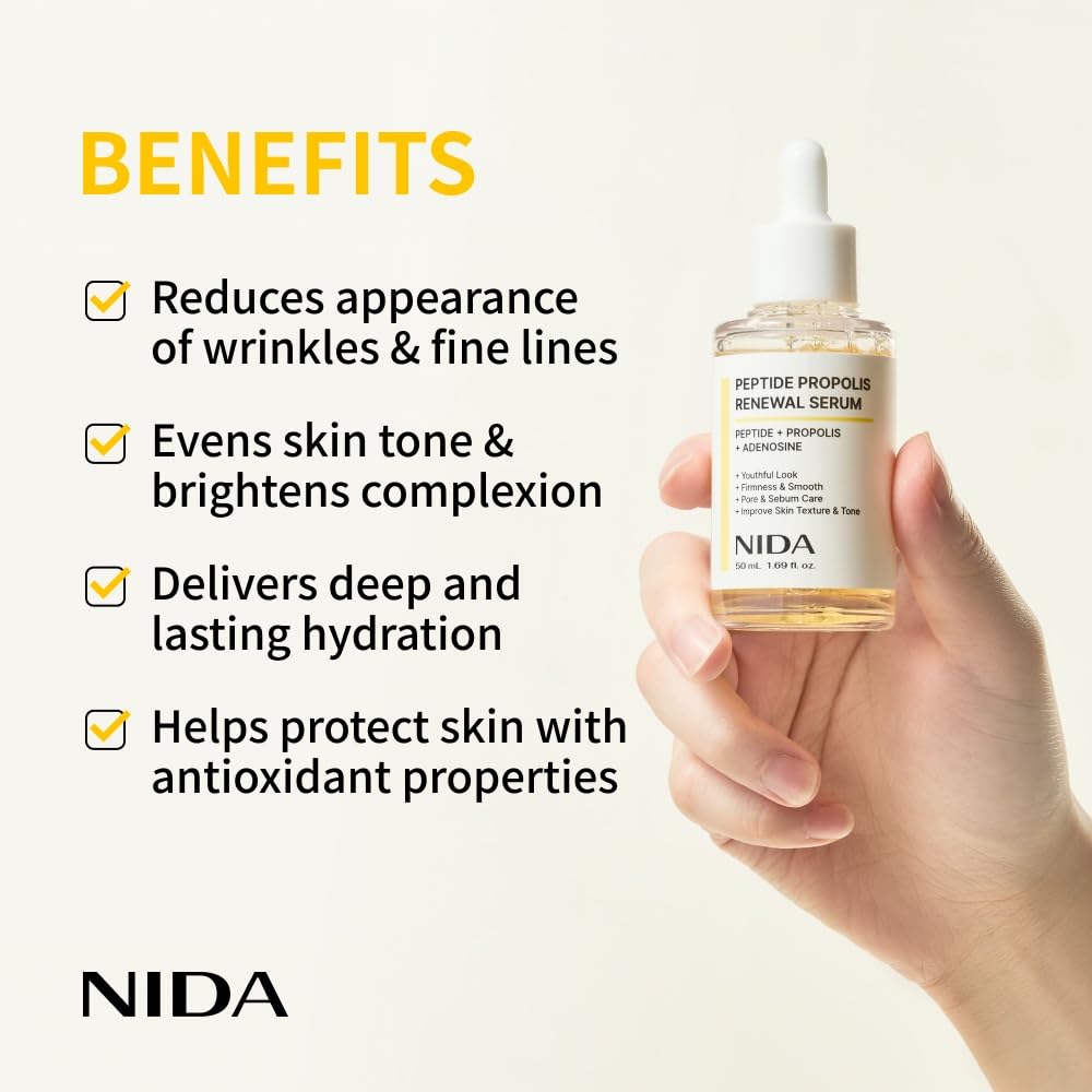 NIDA texture drop on fingertip demonstrating lightweight, fast-absorbing finish