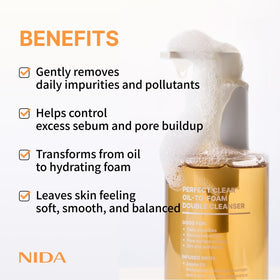 NIDA foam transition image illustrating gentle rinse-off and comfort