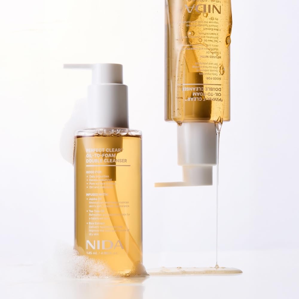 NIDA cleansing demo removing makeup to reveal clearer-looking skin