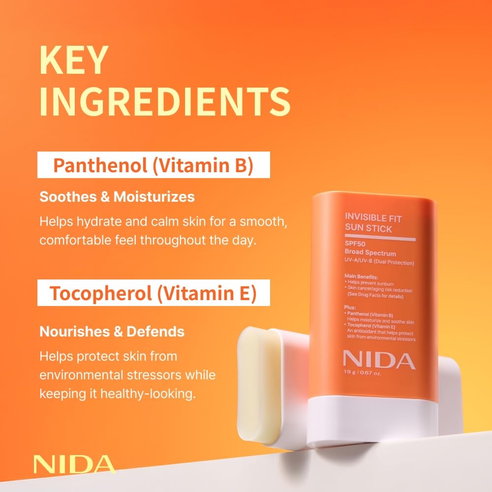 NIDA sun stick being applied on cheek for quick reapplication benefit