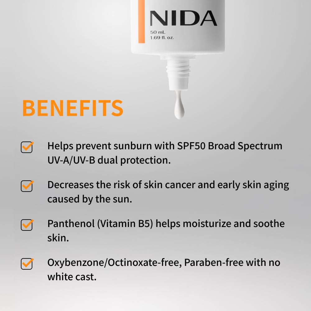NIDA sunscreen applied on hands showing quick absorption benefit