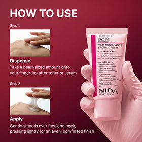NIDA next to common items to show 55ml scale and travel-friendly size benefit