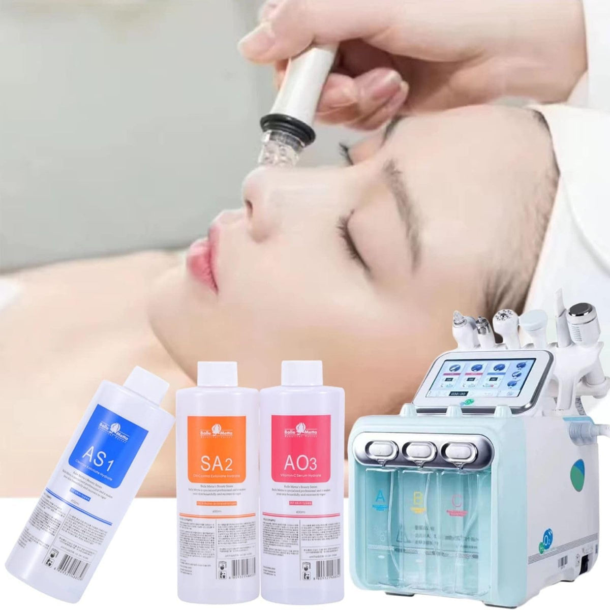 Nielies bottles beside a hand for size comparison and easy professional handling benefit