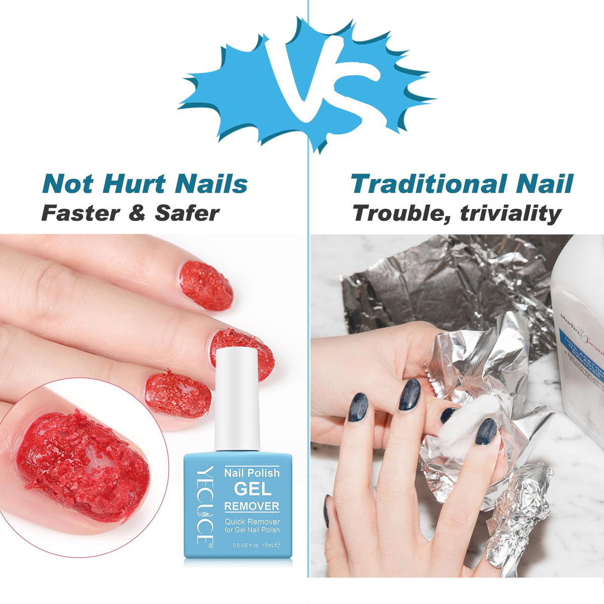 NIFEISHI before and after nails demonstrating lifted polish and clean nail