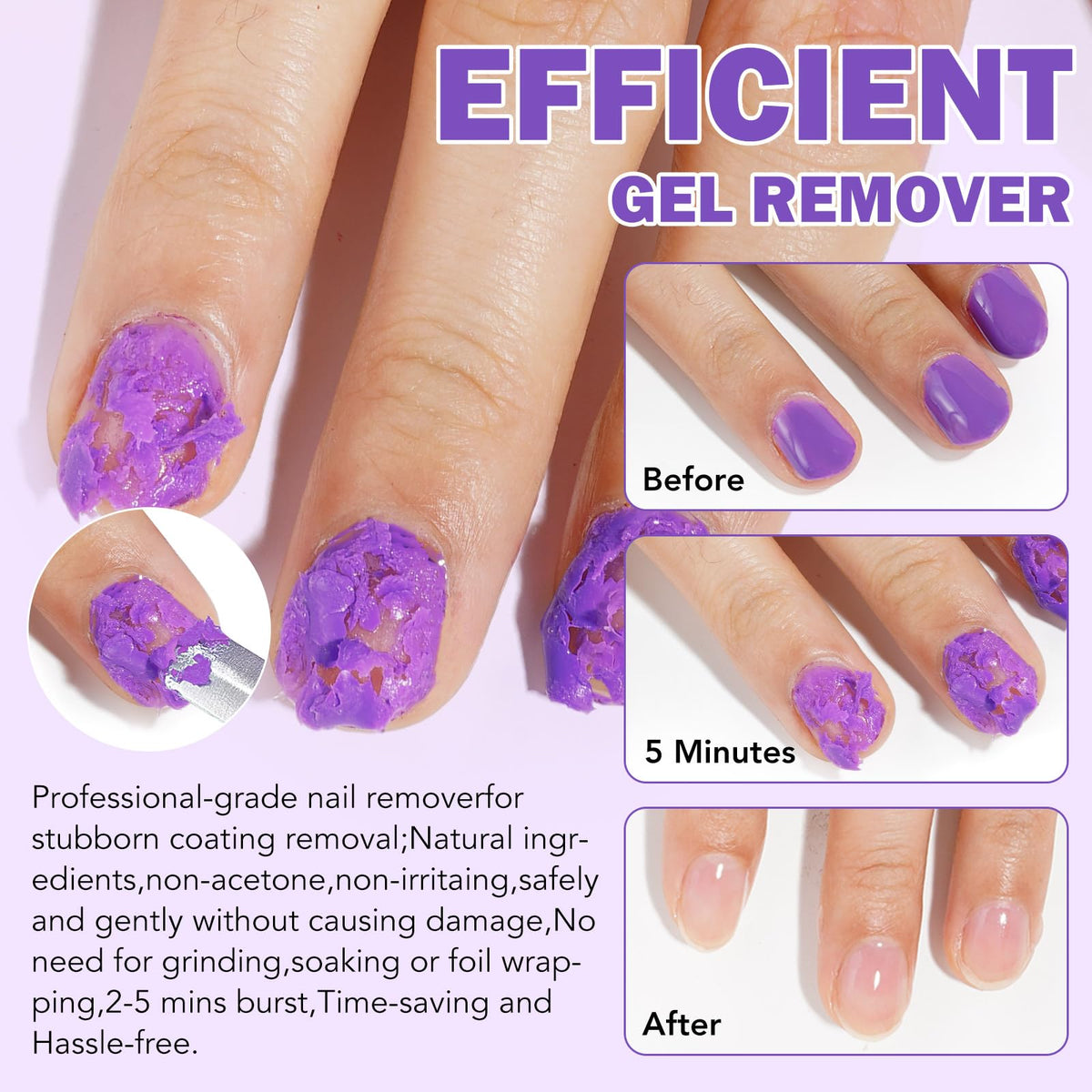 NIFEISHI before and after nail demonstrating fast polish removal benefit