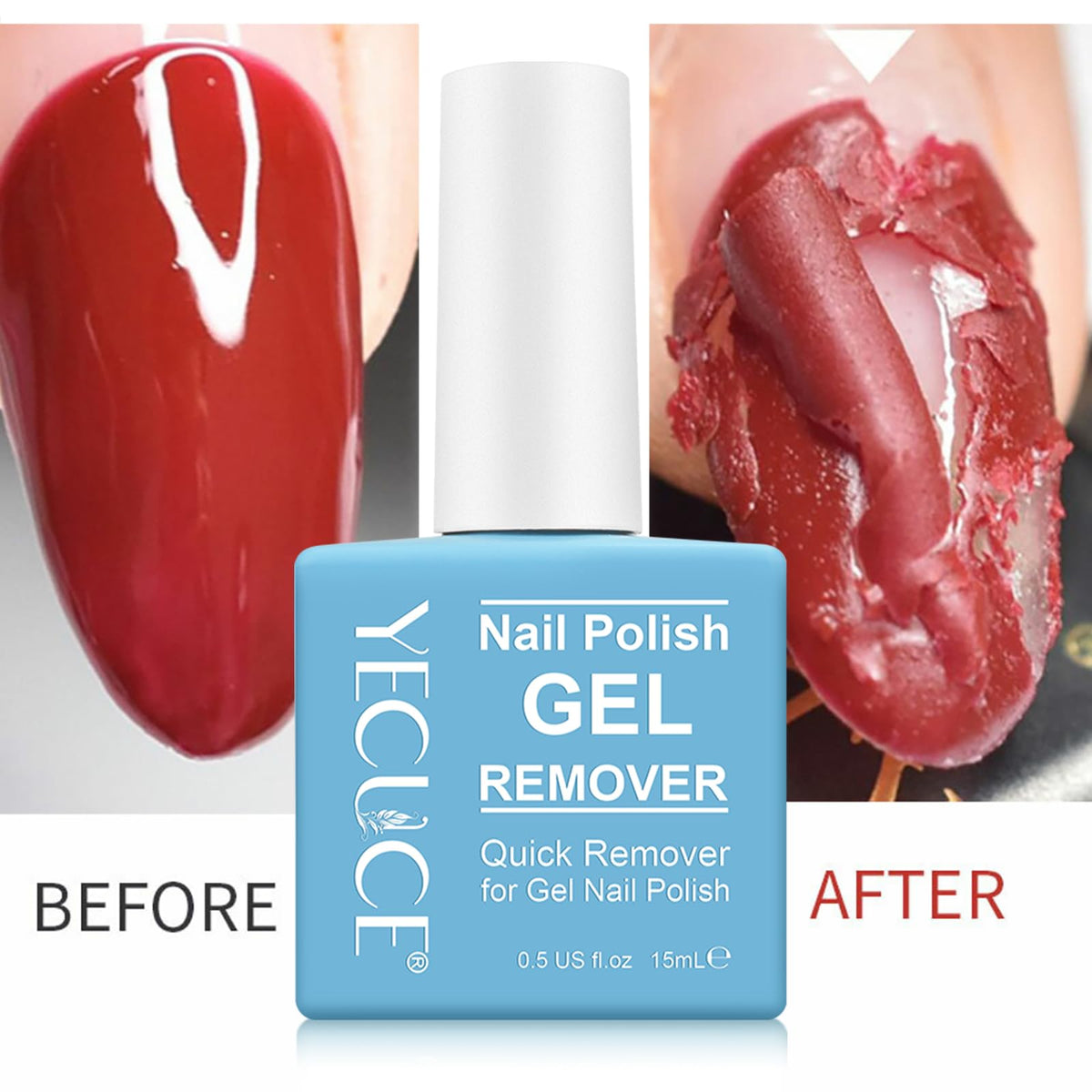 NIFEISHI brush-on remover applied to nail showing fast polish lifting benefit