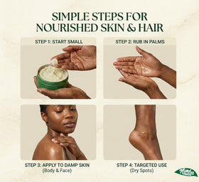 Before and after dry elbow treated with Nimba Foods shea butter