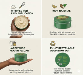 Nimba Foods whipped shea butter texture close-up, easy spreadability