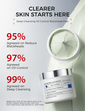 NING DERMOLOGIE three-clay ingredients displayed to highlight deep-clean benefits