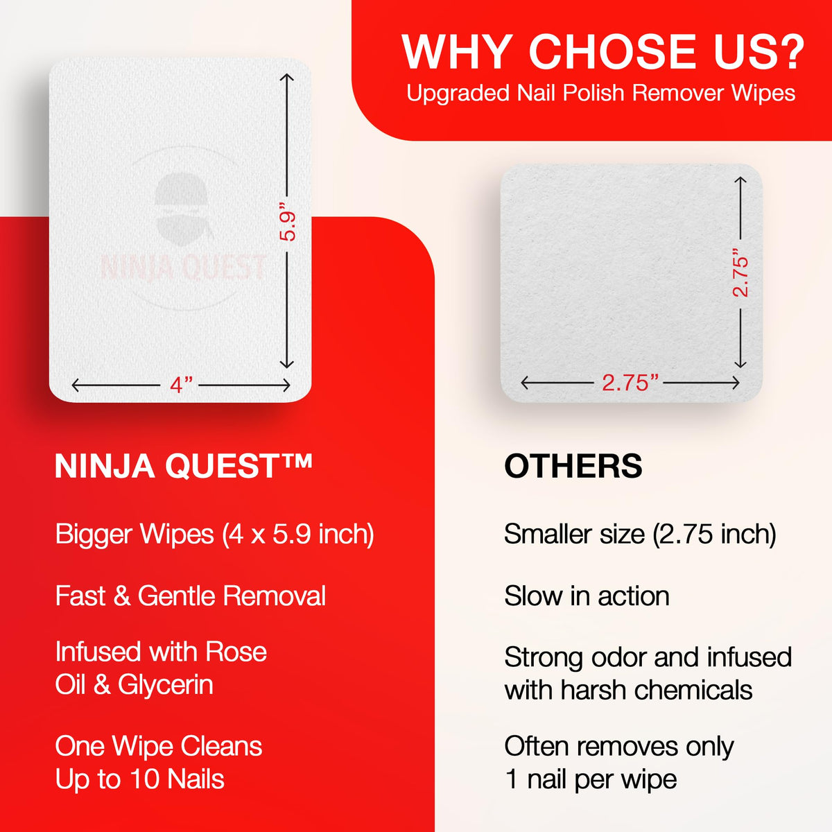NINJA QUEST size comparison with hand showing extra-large 4x5.9 inch coverage