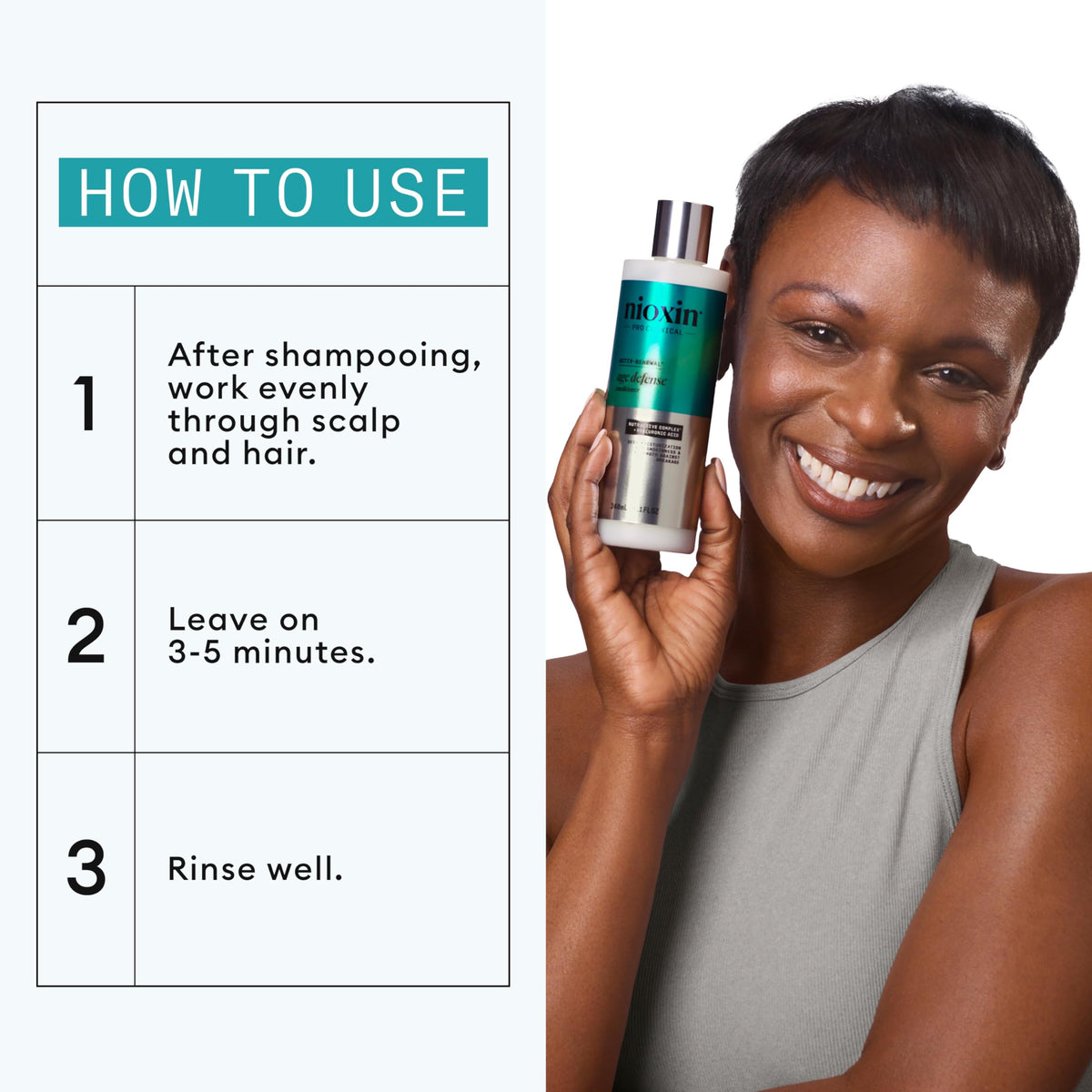 NIOXIN small 50 mL tube in hand illustrating travel-friendly, on-the-go convenience