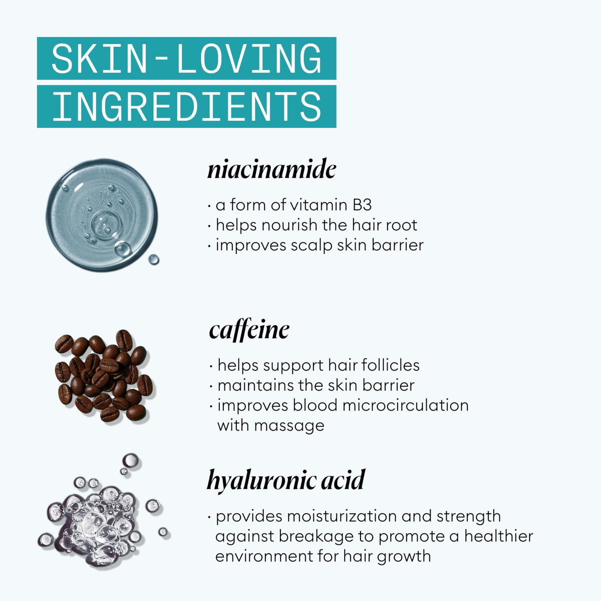 NIOXIN graphic of hyaluronic acid and niacinamide ingredients highlighting moisture support