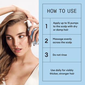 Nioxin applying serum to scalp targeting thinning areas for fuller-looking hair
