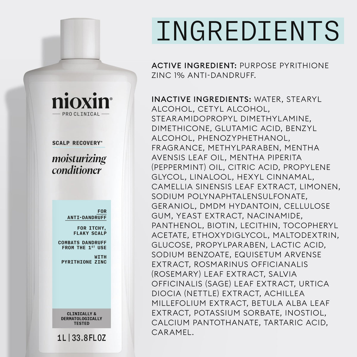 Nioxin bottle in bathroom setting conveying salon-quality scalp care benefit
