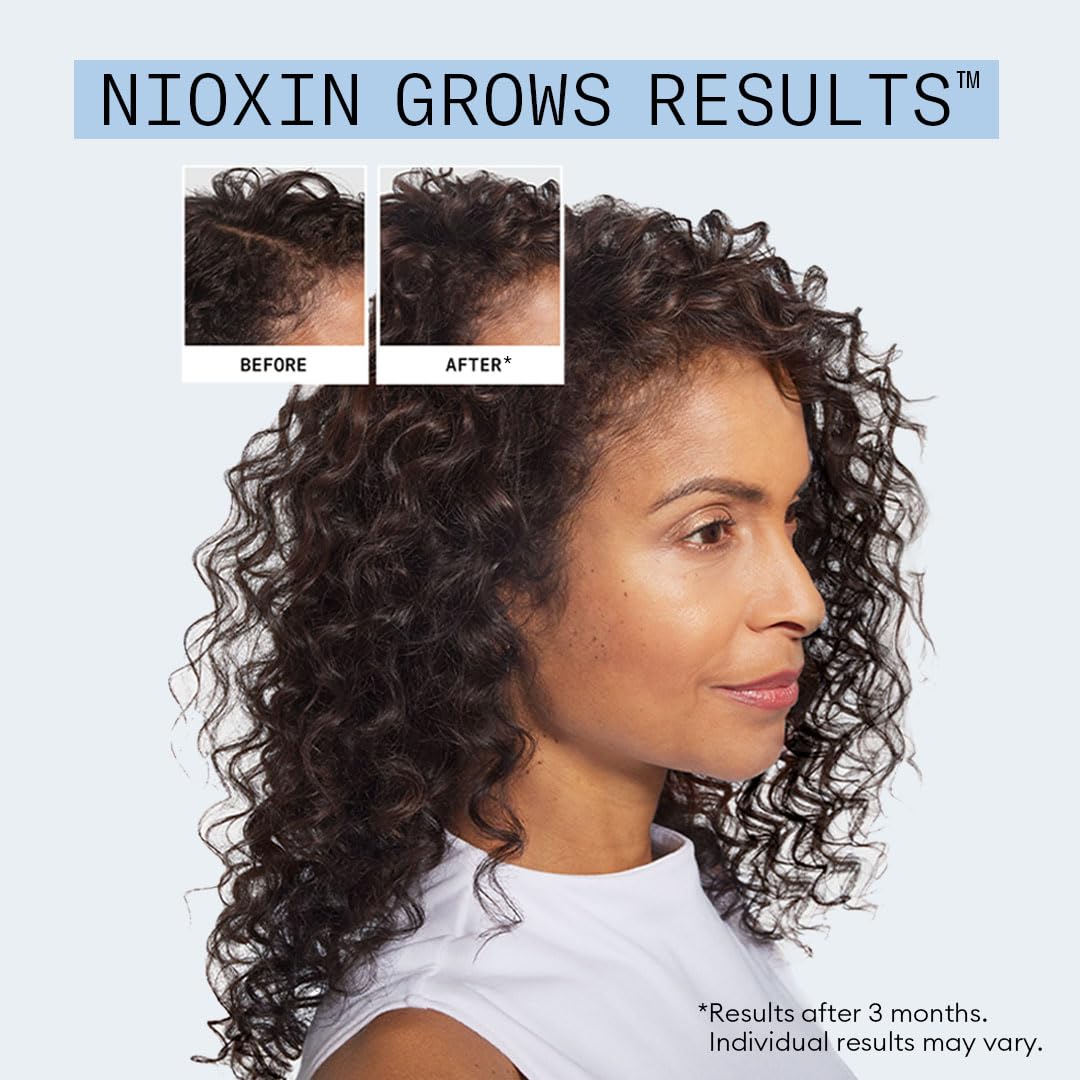 NIOXIN bottle label close-up highlighting product information and ingredient focus