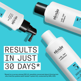 Nioxin conditioner pump close-up displaying controlled application benefit