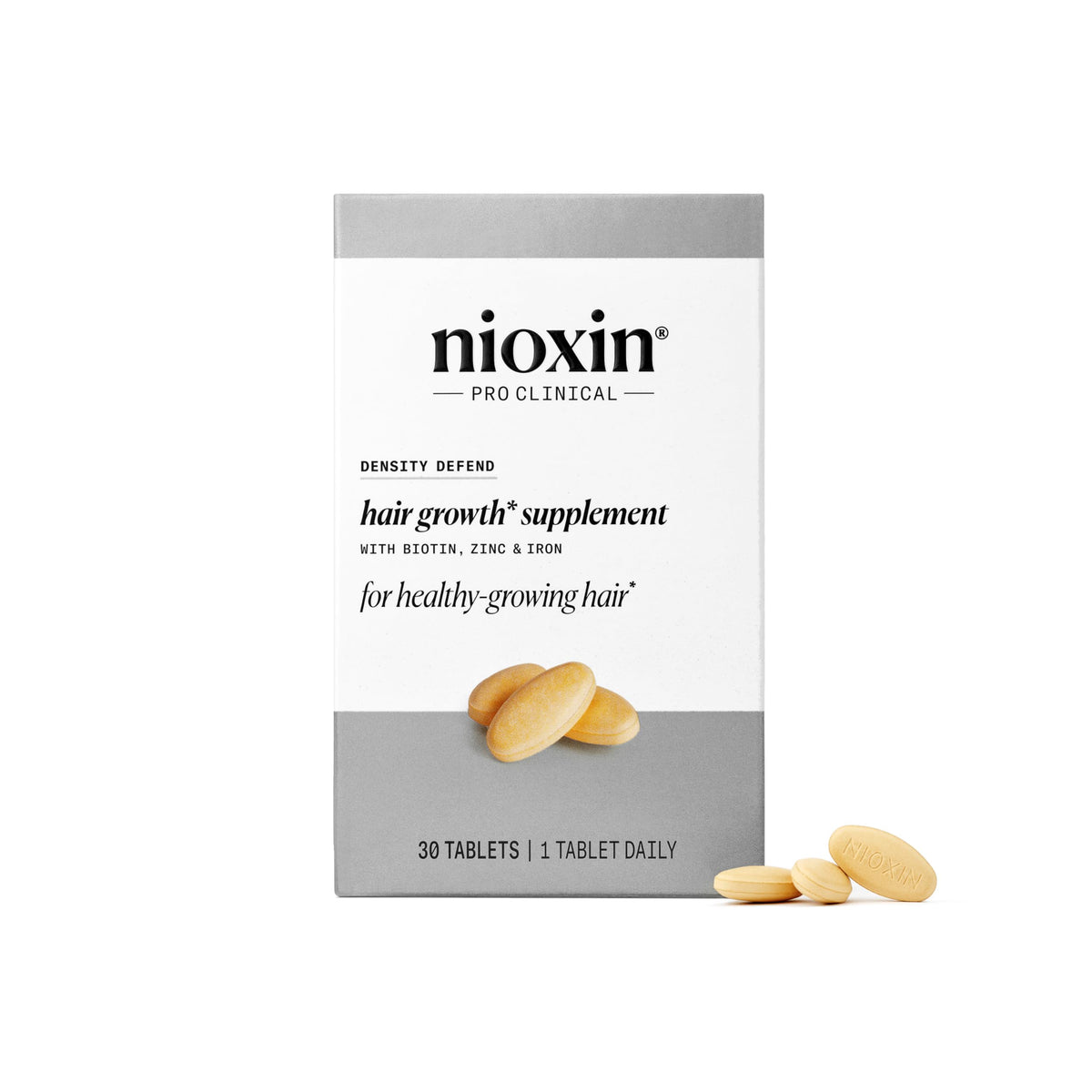 NIOXIN front packaging showing product name and benefit