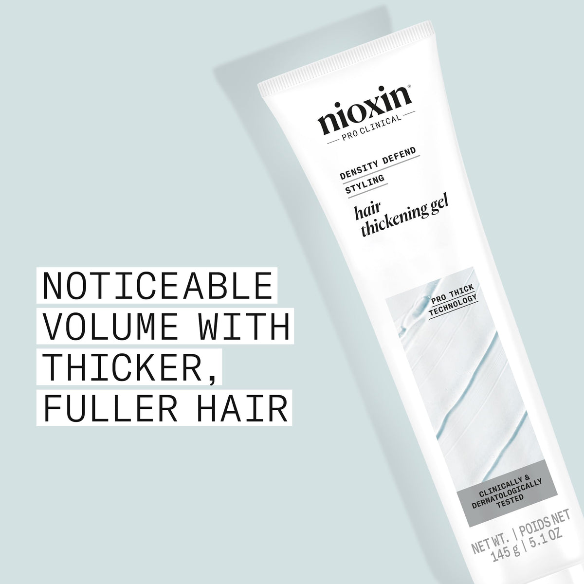 NIOXIN gel texture close-up showing lightweight formula and spreadability