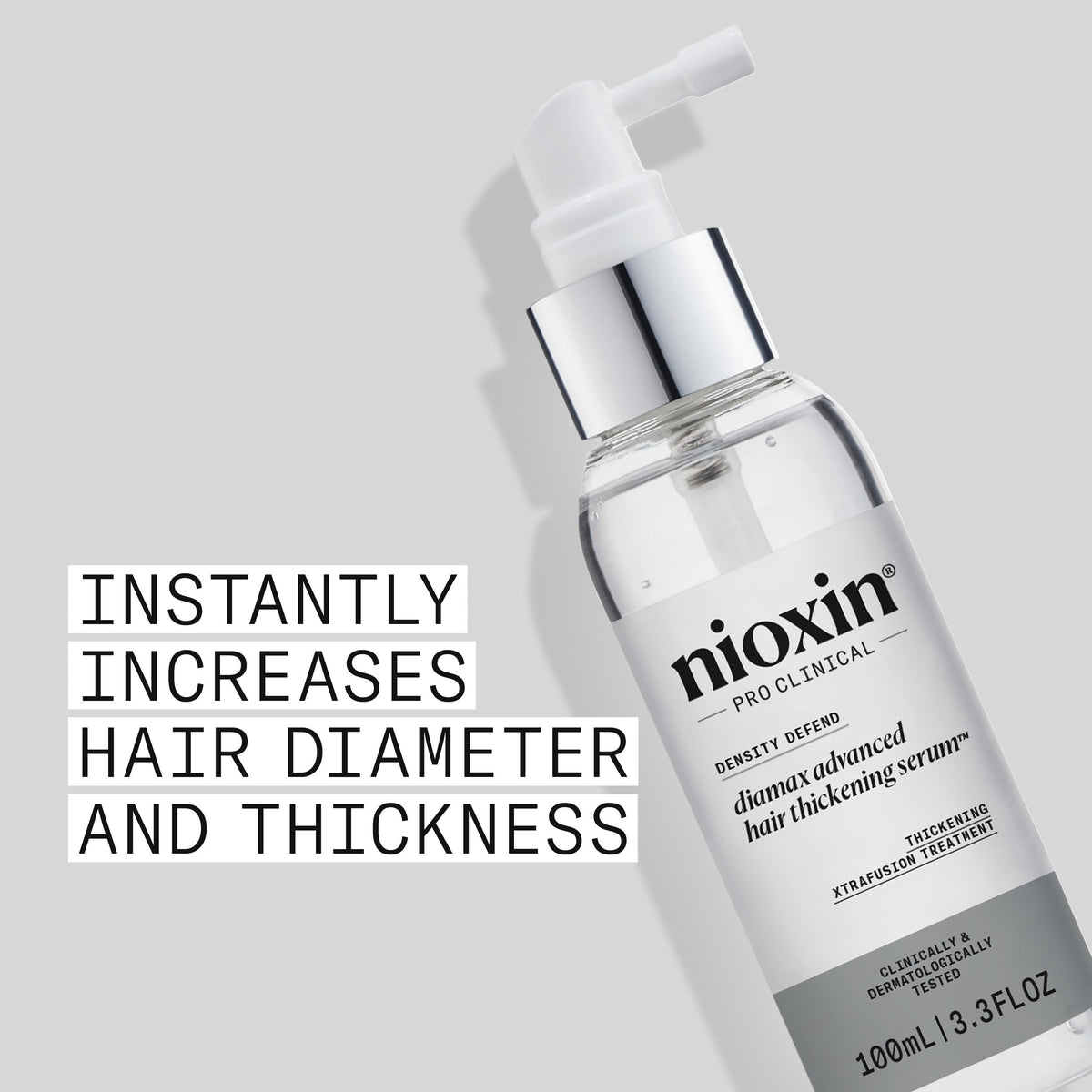 Nioxin Diamax serum texture drop highlighting lightweight feel for easy styling