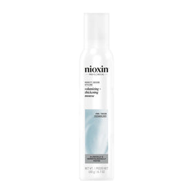 Nioxin front packaging showing mousse bottle and brand, highlights professional styling