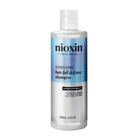 NIOXIN front packaging showing the hair fall defense bottle and clear benefit