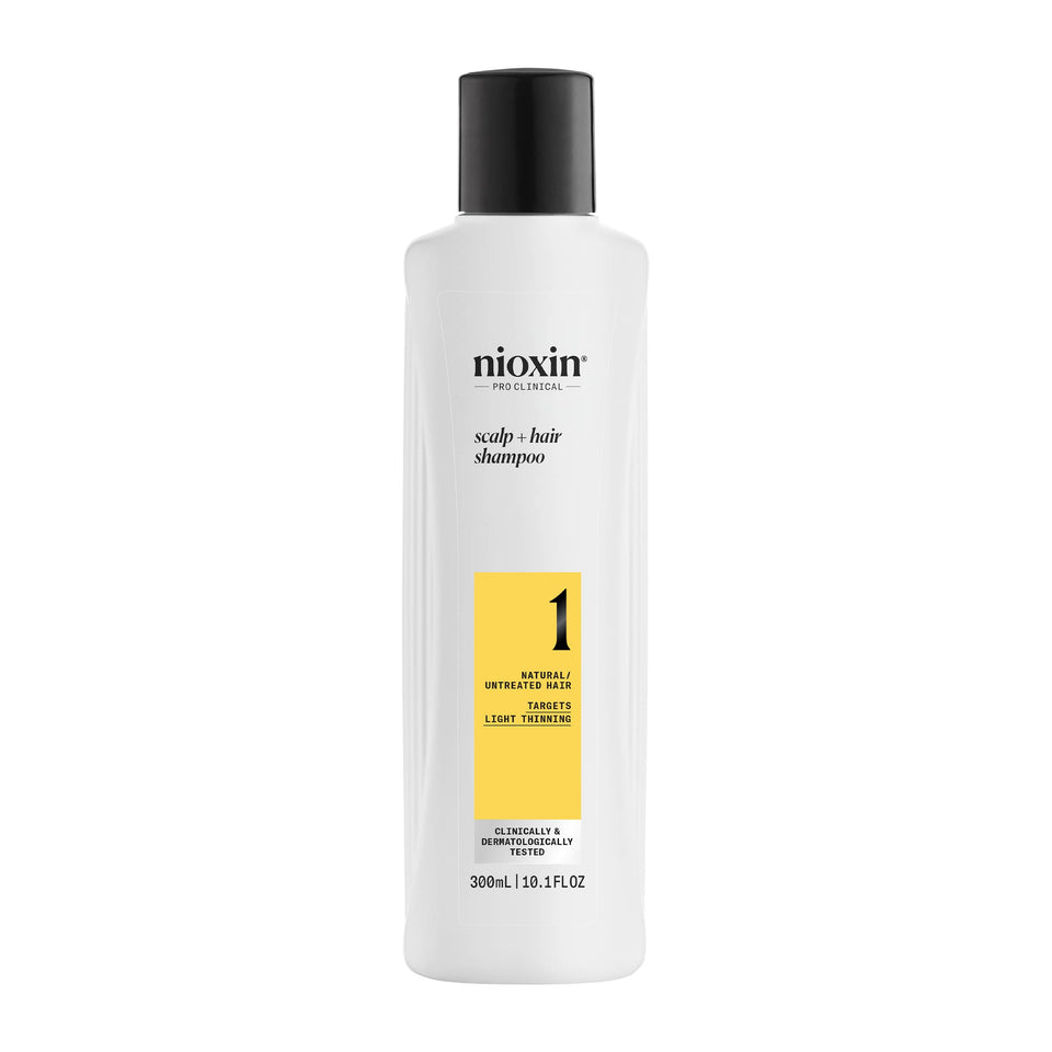 Nioxin System 1 front packaging showing product and volume benefit