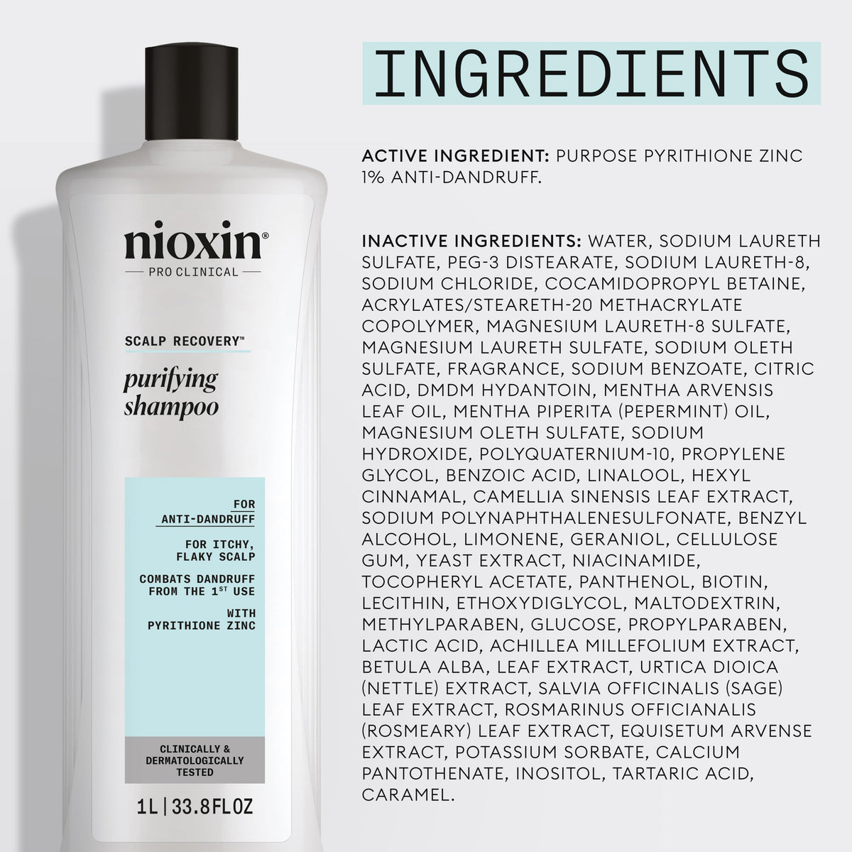 Green tea extract visual beside Nioxin bottle showing antioxidant calm