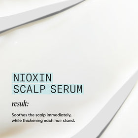 Hairline close-up before and after using Nioxin showing reduced flaking