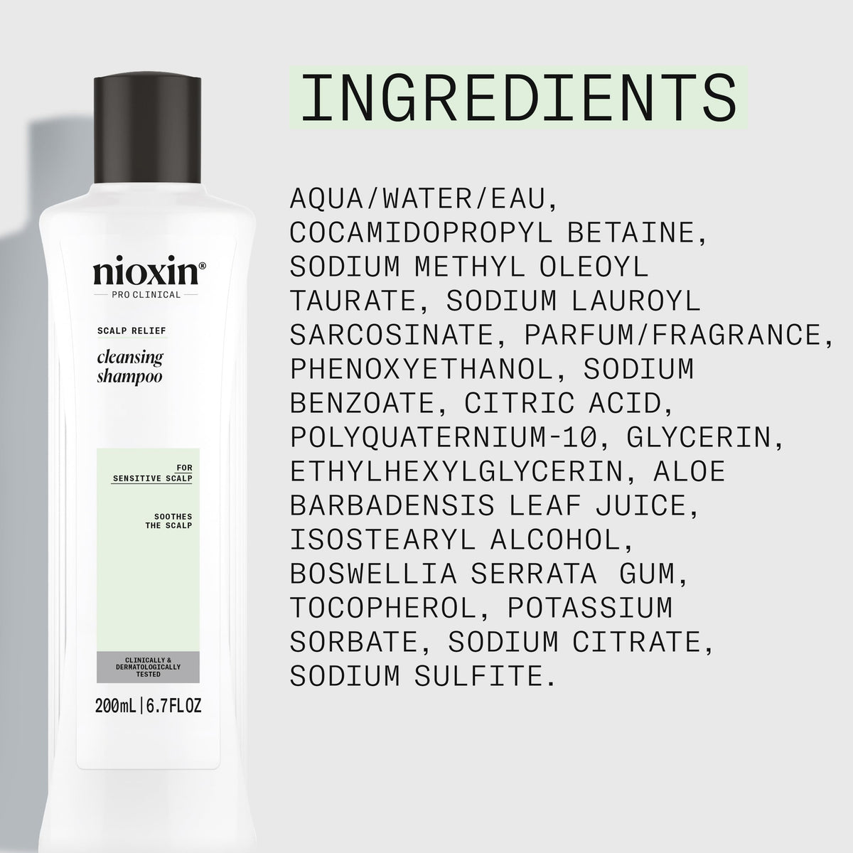 NIOXIN hands massaging shampoo into scalp for comfort and relief