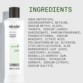 NIOXIN hands massaging shampoo into scalp for comfort and relief
