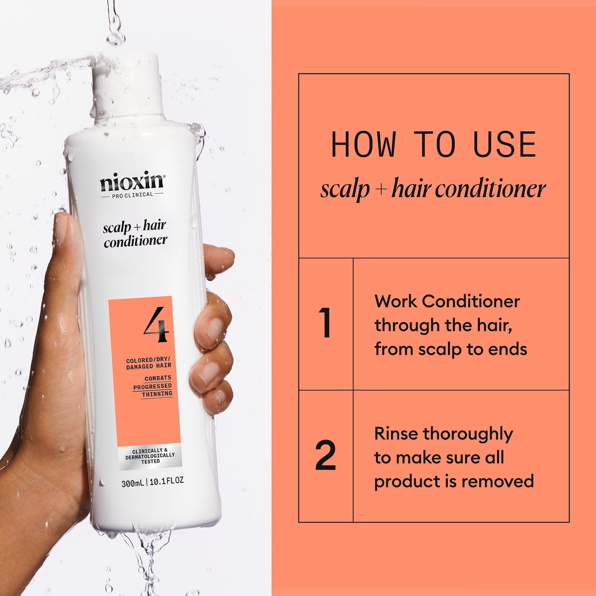 Niacinamide and biotin ingredient visualization with Nioxin highlighting strengthening benefit