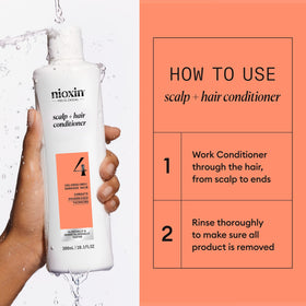 Niacinamide and biotin ingredient visualization with Nioxin highlighting strengthening benefit