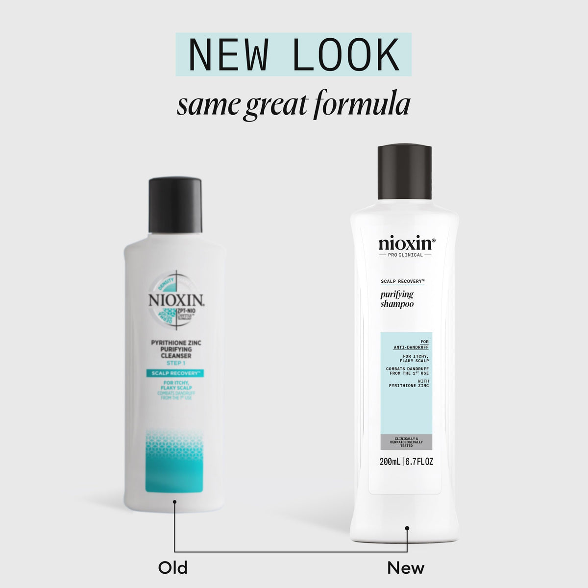Nioxin label closeup highlighting pyrithione zinc and green tea extracts for targeted relief