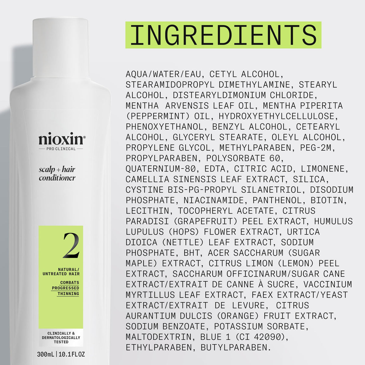 Nioxin bottle on bathroom shelf in lifestyle scene suggesting daily routine benefit