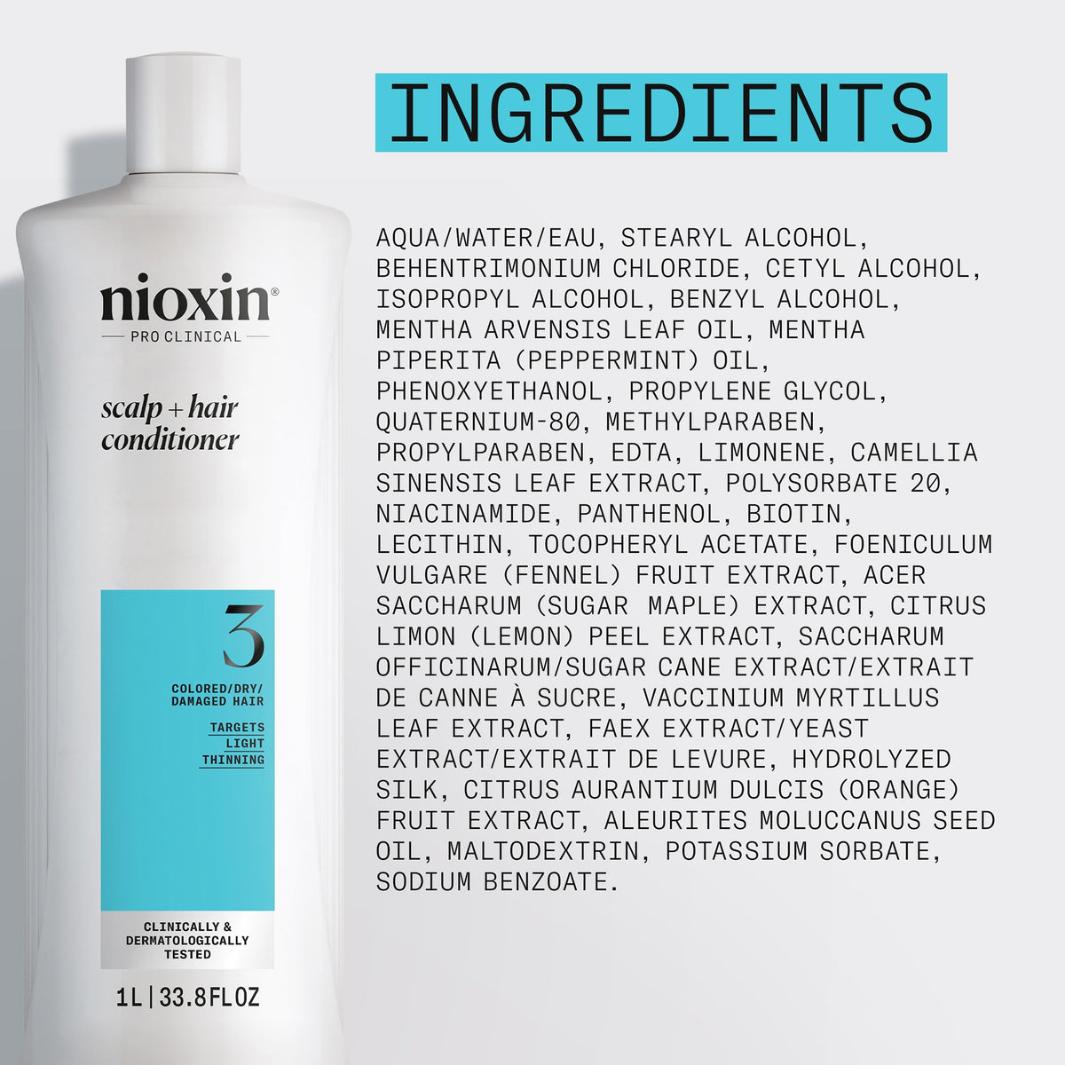 NIOXIN on bathroom shelf in lifestyle scene suggesting daily routine