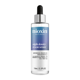 Nioxin front packaging showing serum bottle and branding, supports fuller-looking hair