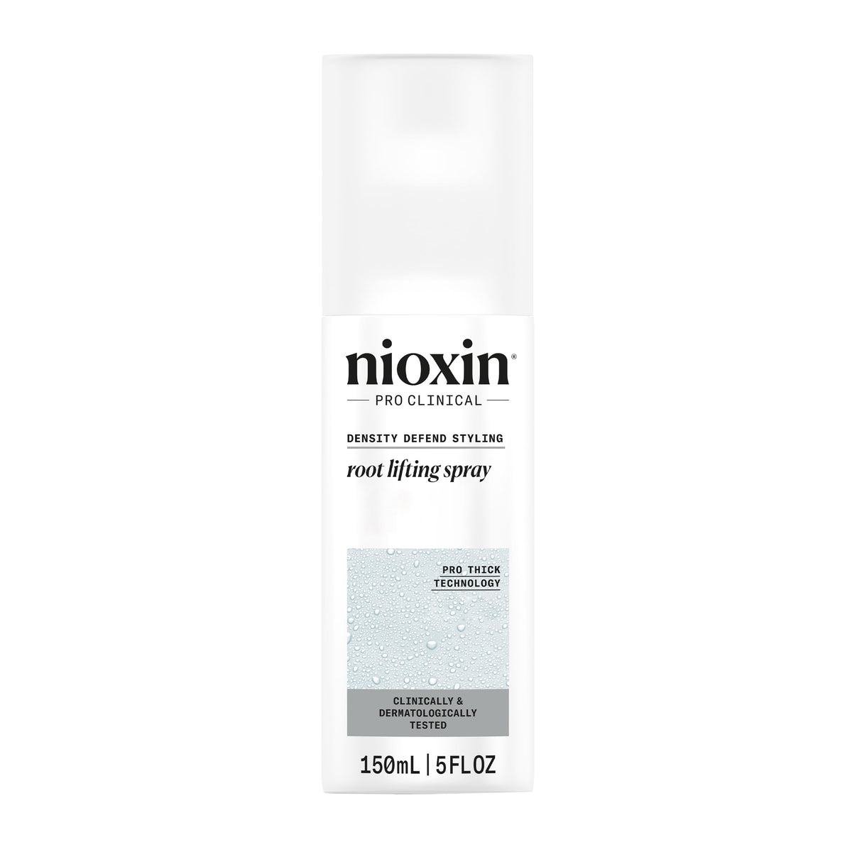 Nioxin bottle front view showing product and easy spray for lift