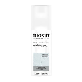 Nioxin bottle front view showing product and easy spray for lift
