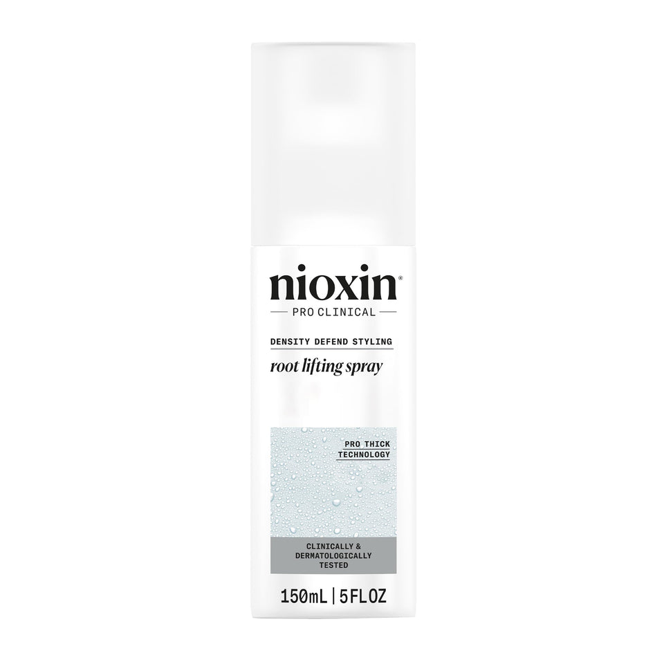 Nioxin bottle front view showing product and easy spray for lift