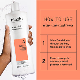 NIOXIN bottle beside ruler highlighting 16.9 fl oz size for value