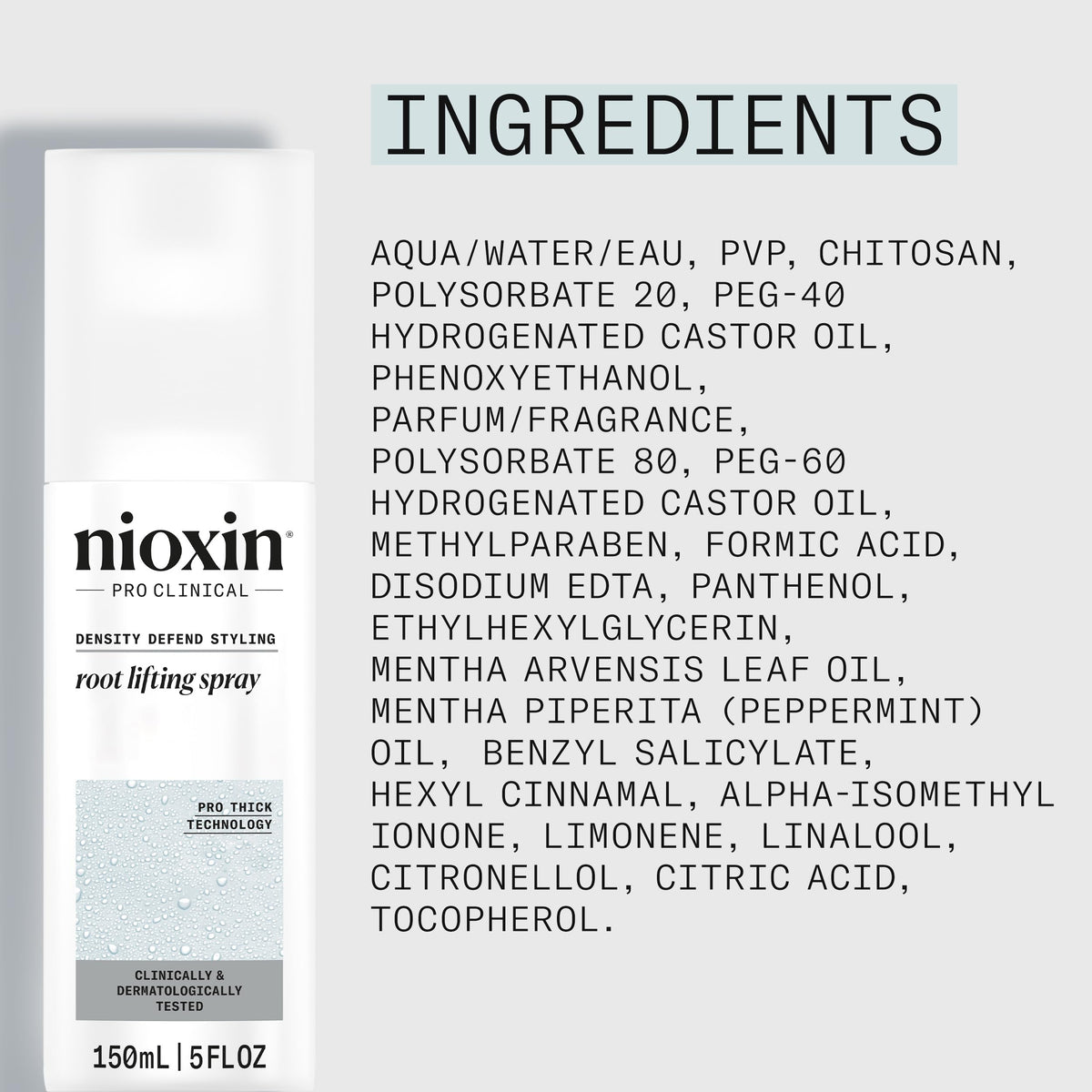 Nioxin bottle next to tape measure showing 5.1 fl oz size