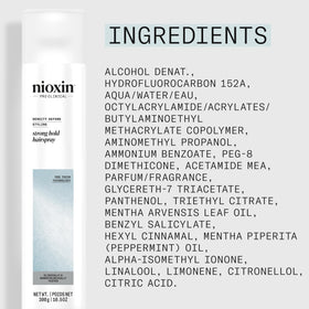 NIOXIN stylist applying hairspray in salon for long-lasting set