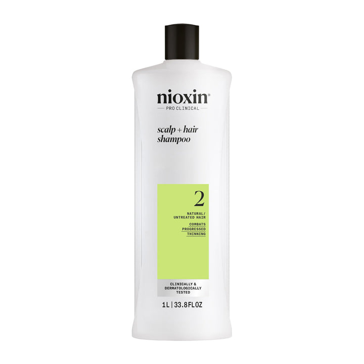 Nioxin System 2 front bottle showing size and branding for easy identification