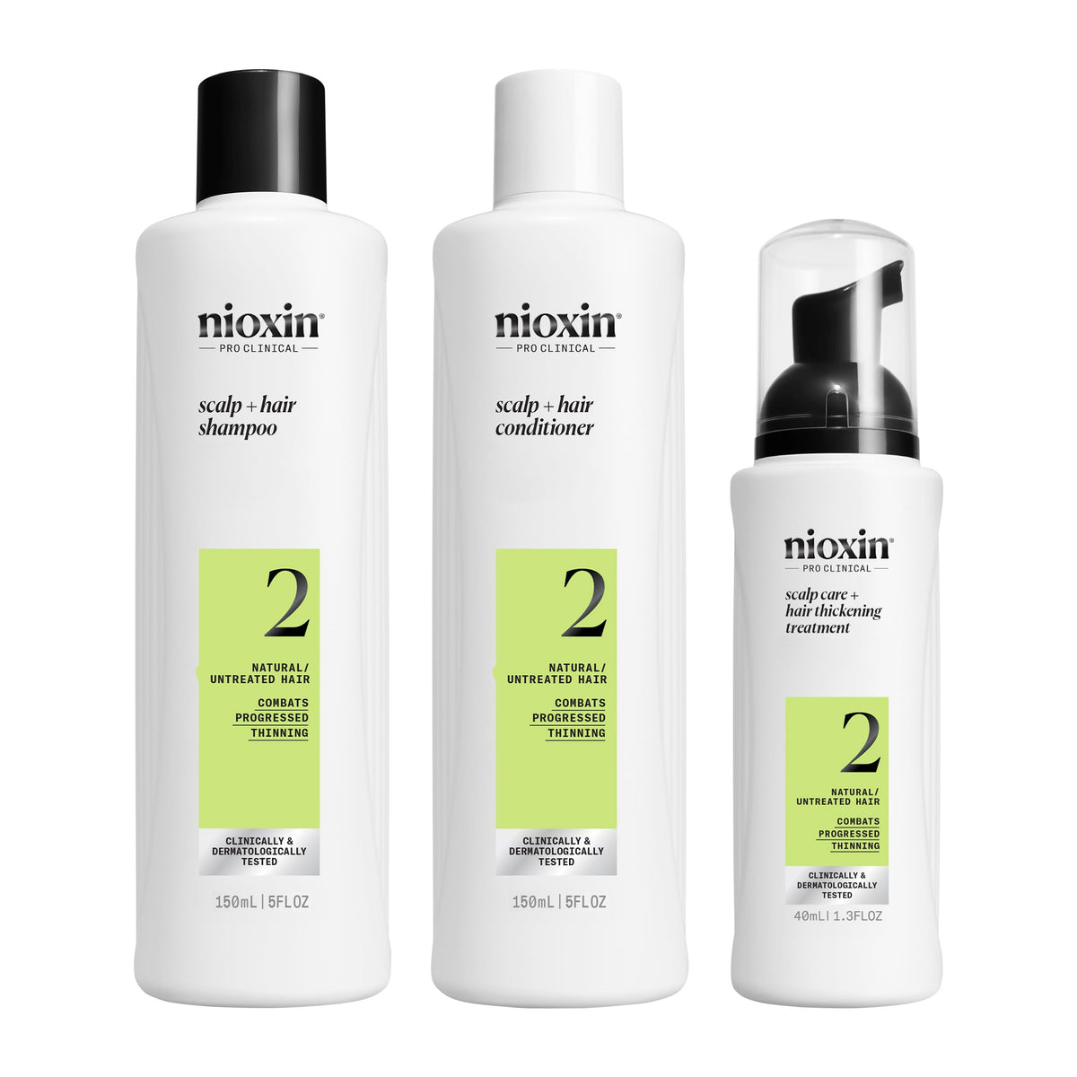 Nioxin system 2 front packaging showing kit and trial size benefits
