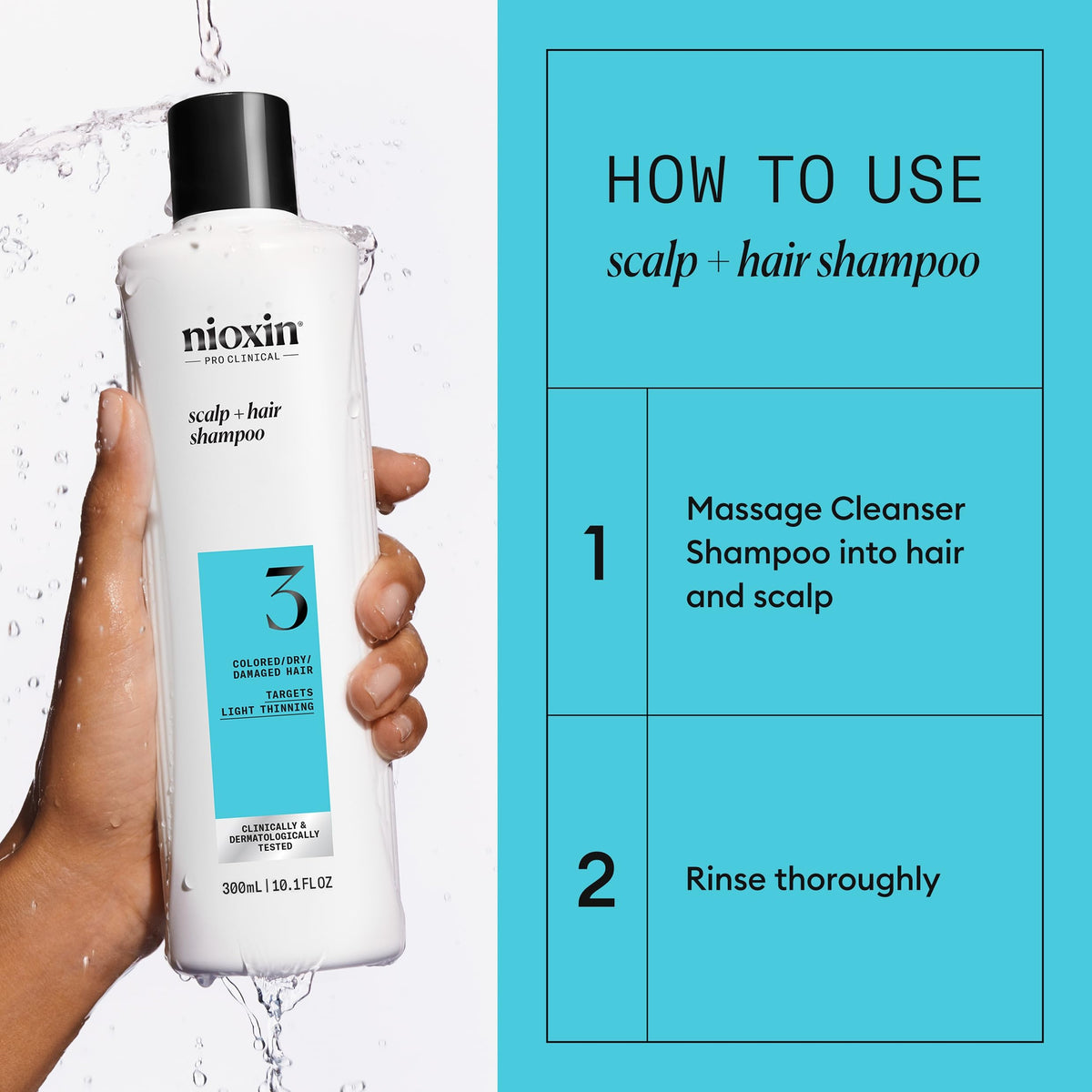 Nioxin System 3 and System 3 conditioner side-by-side for regimen benefit
