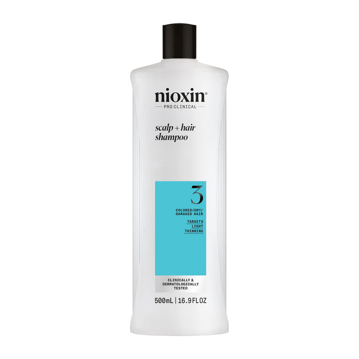 Nioxin front bottle showing product and volume with salon-grade benefit