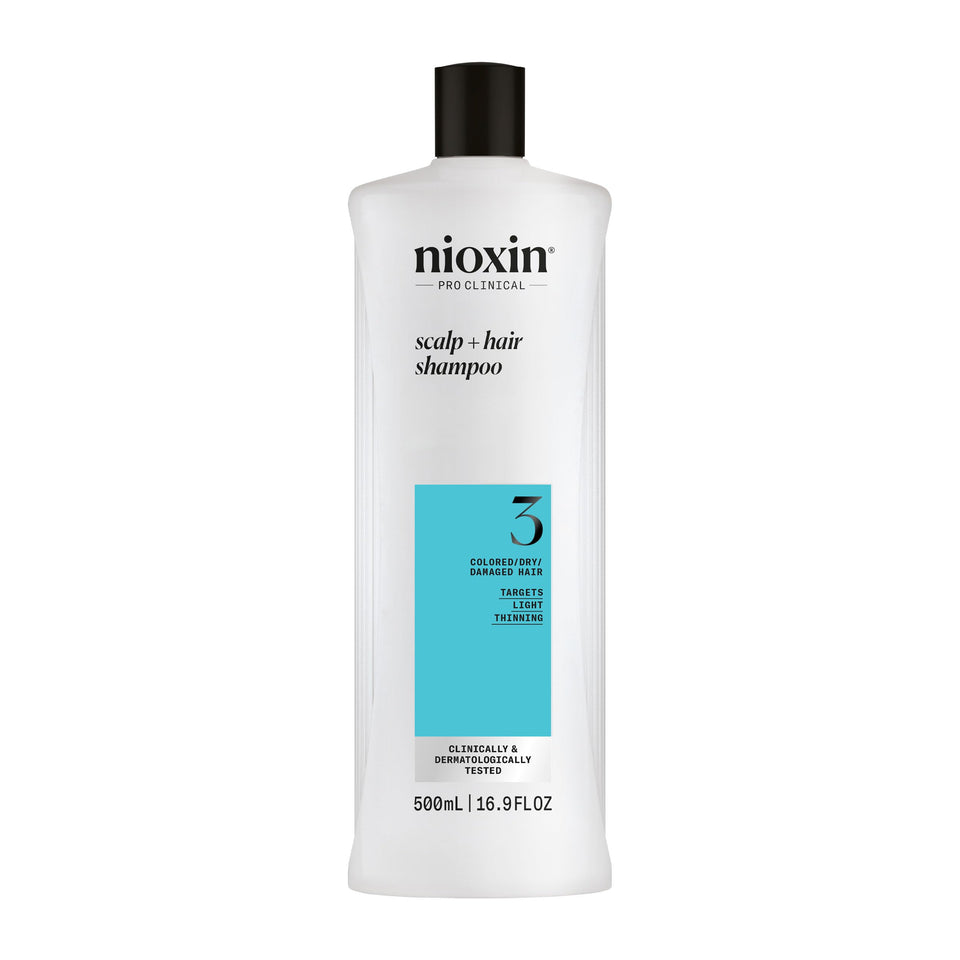 Nioxin front bottle showing product and volume with salon-grade benefit