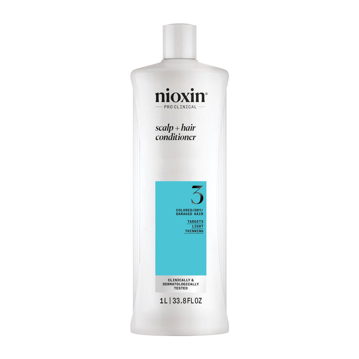 NIOXIN front bottle showing packaging and volume, promotes confidence