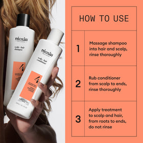 Nioxin System 4 trial sizes in hand showing one-month supply